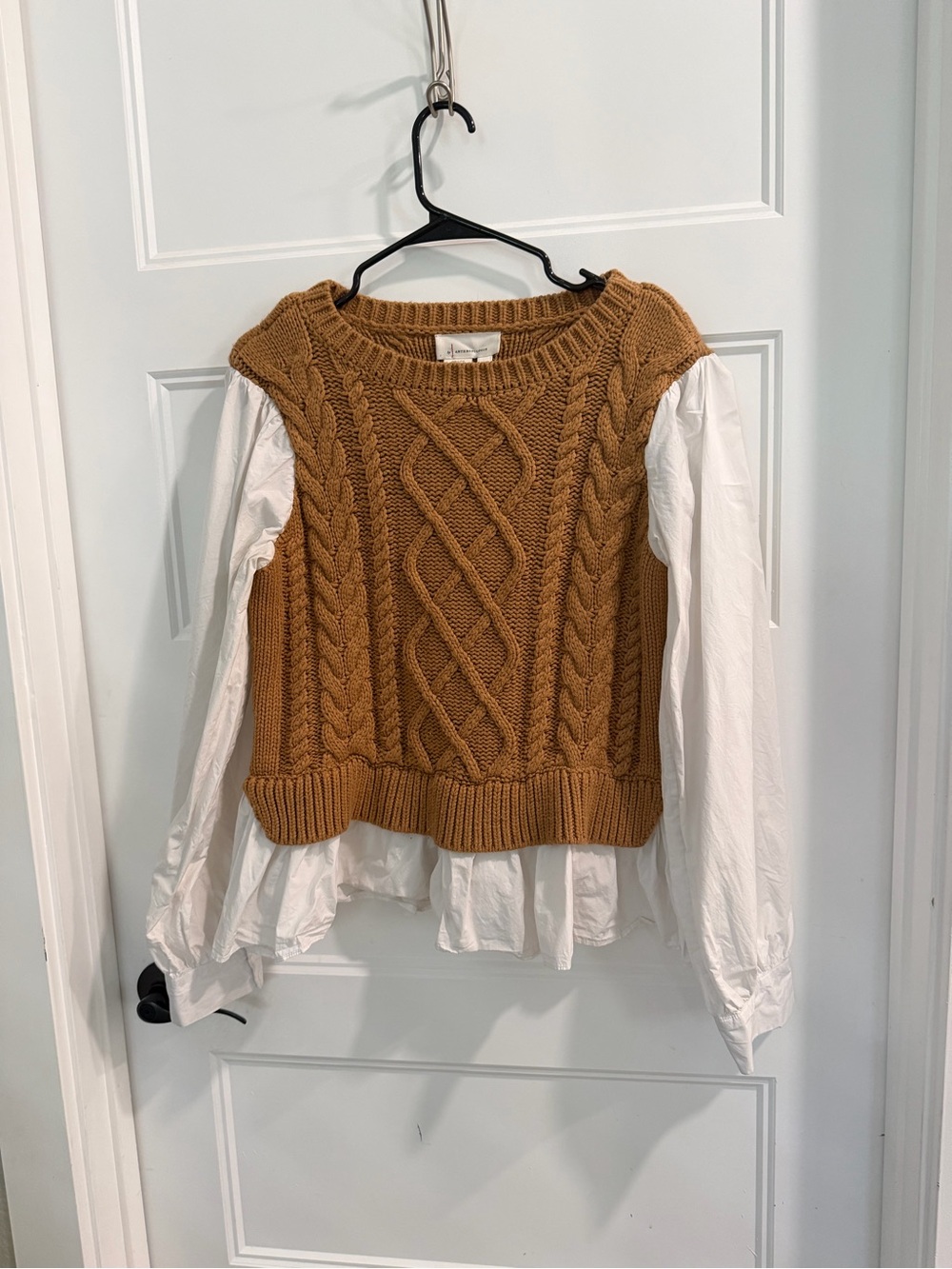 Anthropologie Cable Knit Sleeveless Sweater Vest - Camel - Picture 5 of 11